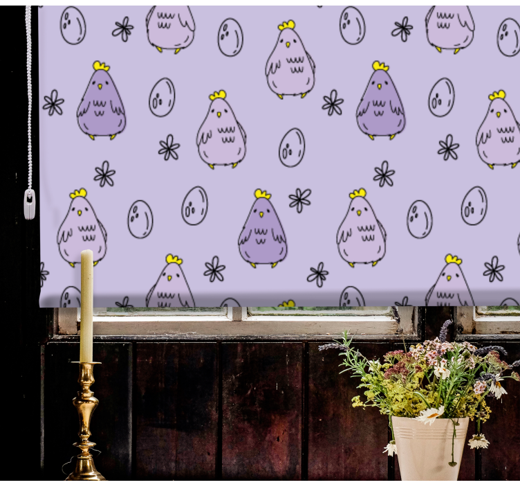 Store enrouleur animaux motif de poulets violets - TenStickers