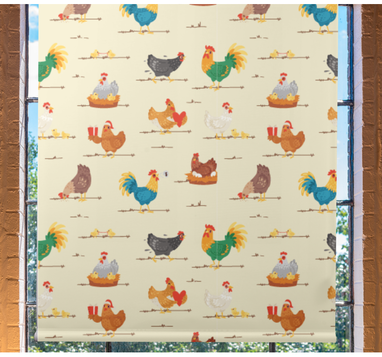 Store enrouleur animaux poules et coqs - TenStickers