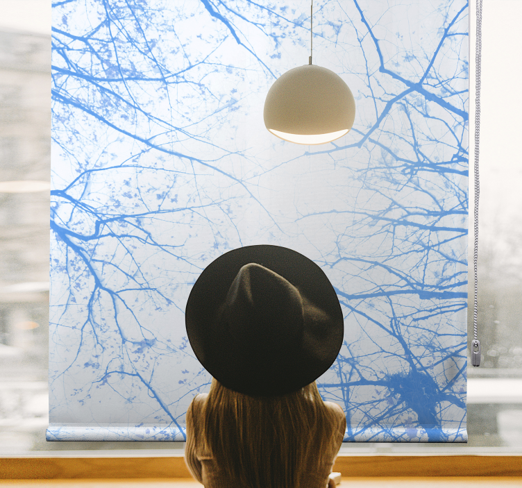 Store enrouleur arbre branches d'arbres bleus - TenStickers