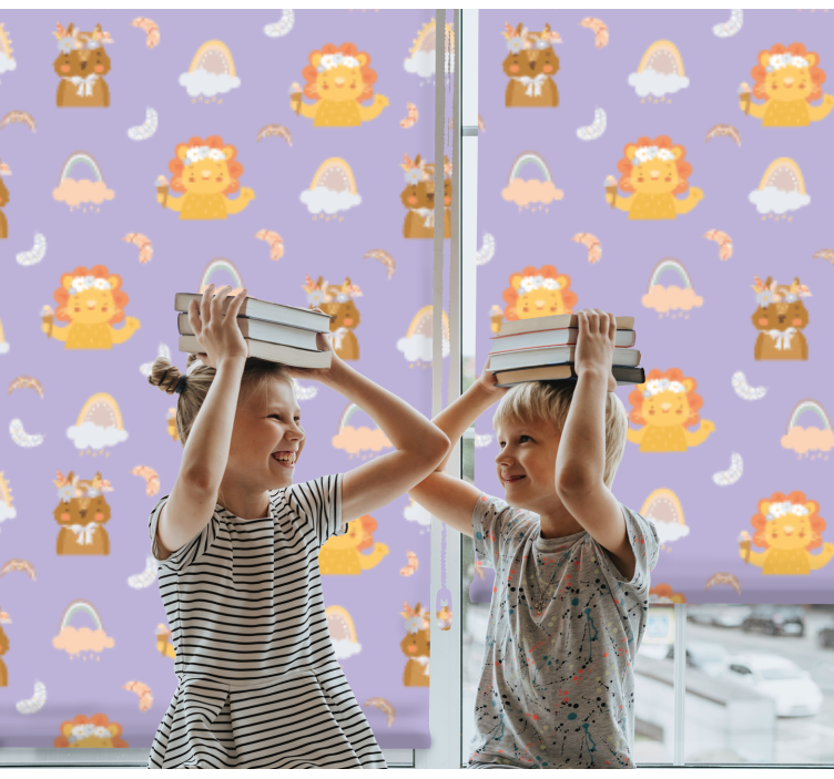 Store enrouleur chambre enfant bébés animaux et arcs-en-ciel - TenStickers