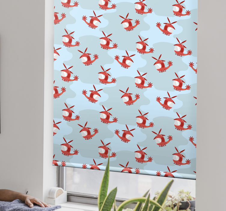 Store enrouleur chambre enfant modèle d'hélicoptère rouge - TenStickers