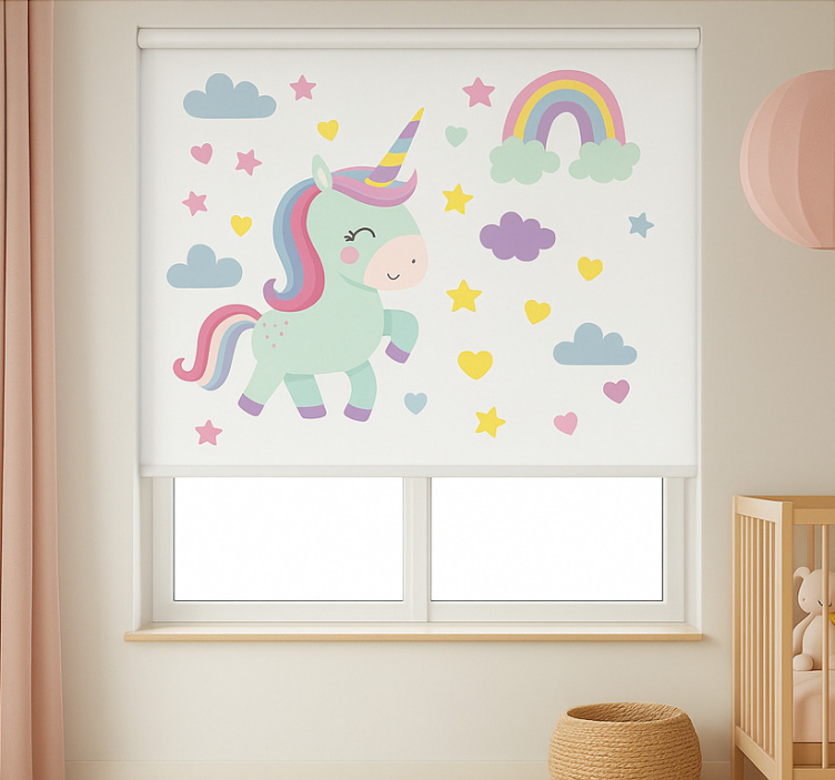 Store enrouleur chambre enfant motif de licorne coloré - TenStickers