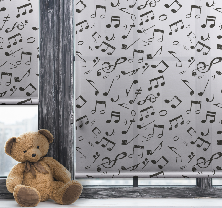 Store enrouleur chambre enfant pêle-mêle de notes musicales - TenStickers