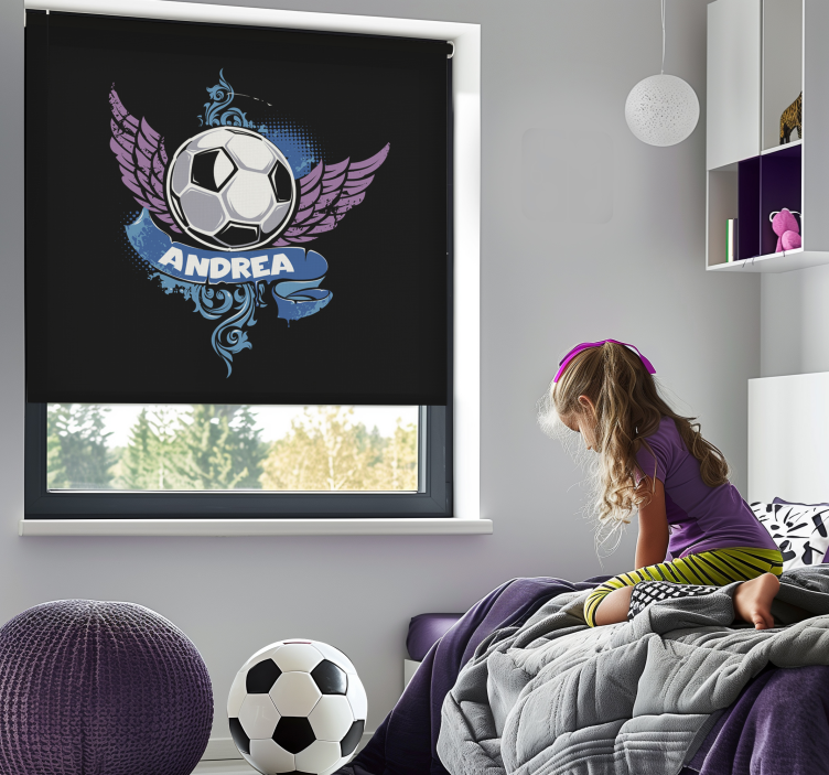 Store enrouleur football ballon volant avec nom - TenStickers