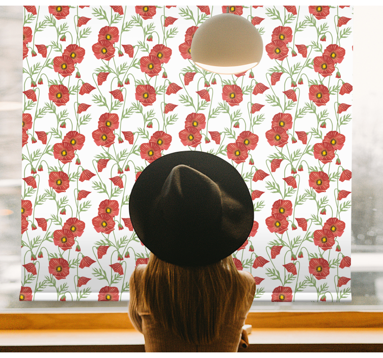 Store enrouleur fleur motif coquelicot rouge - TenStickers