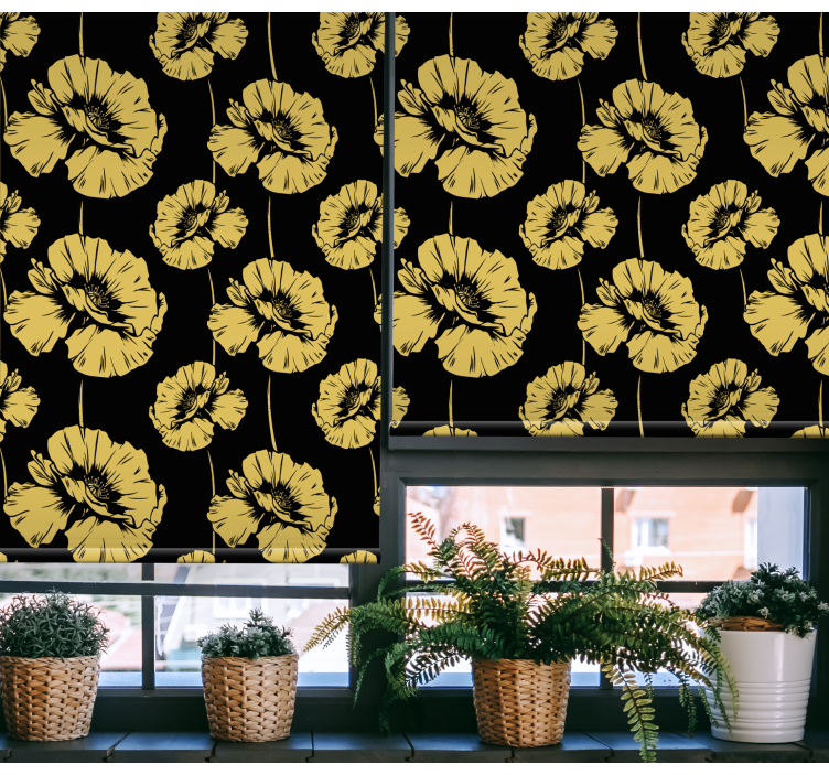 Store enrouleur fleur design jaune et noir - TenStickers
