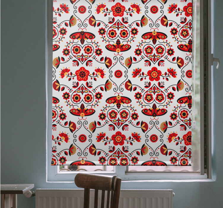 Store enrouleur fleur motif rouge polonais - TenStickers