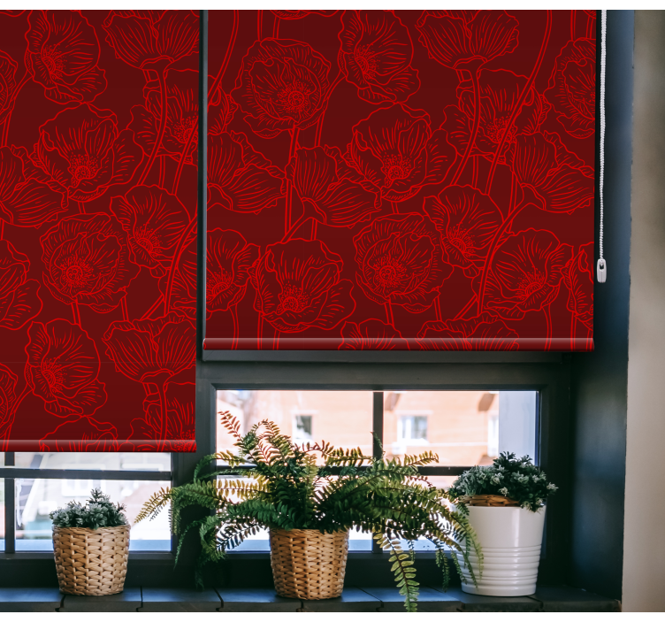 Store enrouleur fleur motif rouge complexe - TenStickers