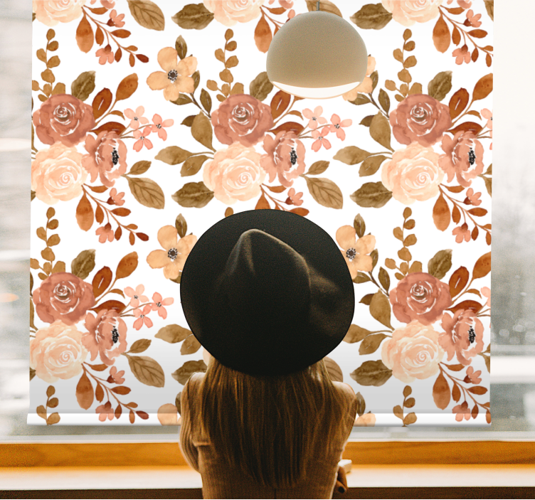Store enrouleur fleur motif beige romantique - TenStickers