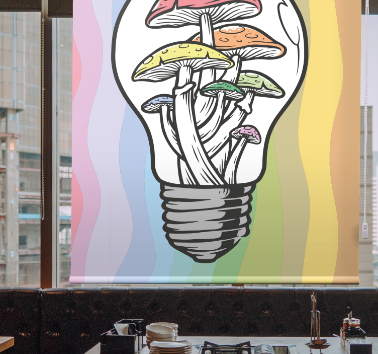 Store enrouleur fleurs et plantes ampoule à champignon art - TenStickers