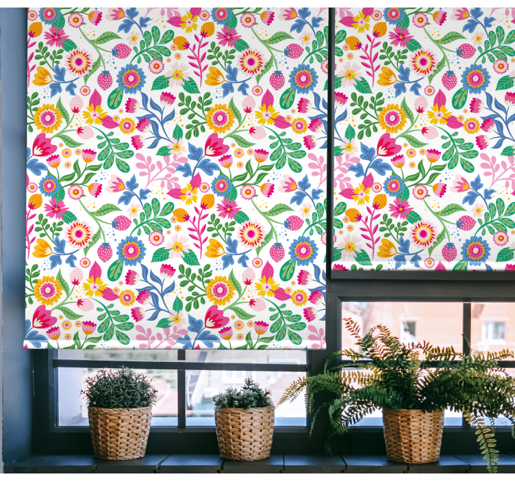 Store enrouleur fleurs et plantes motif botanique vibrant - TenStickers