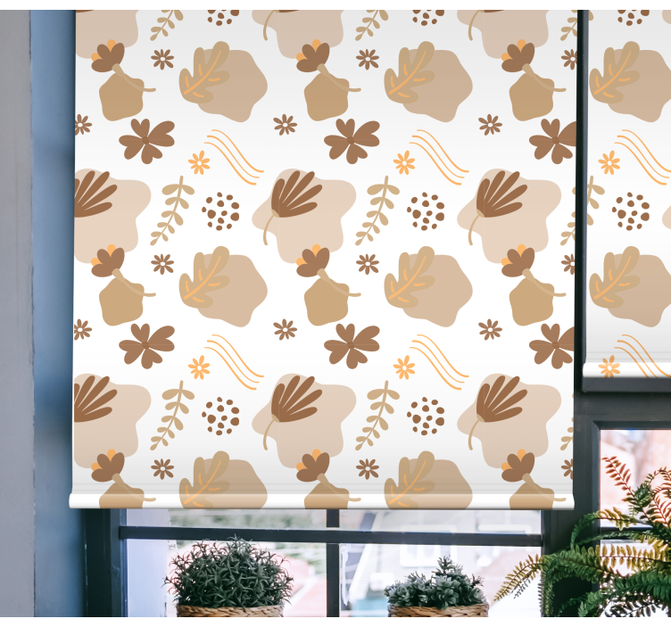Store enrouleur fleurs et plantes motif beige organique - TenStickers