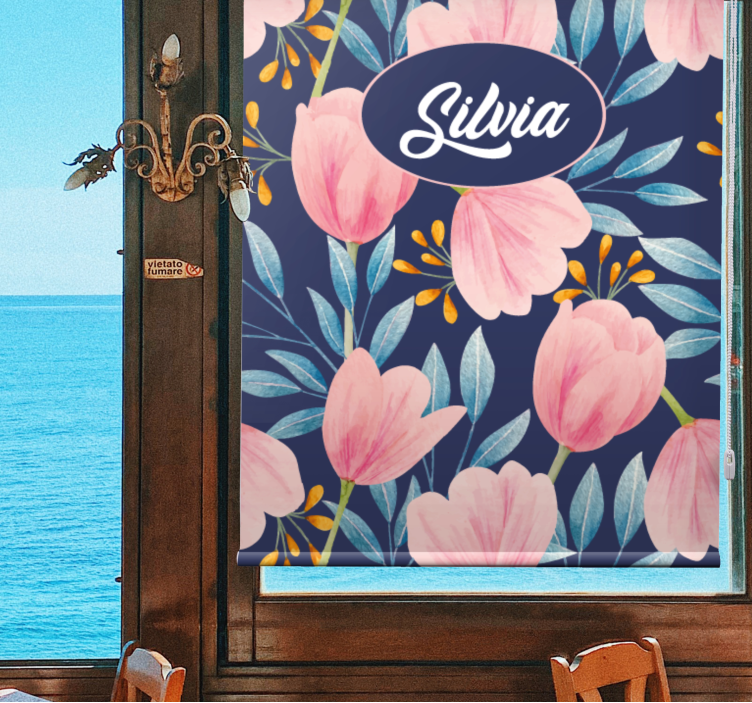 Store enrouleur fleurs et plantes motif floral rose - TenStickers