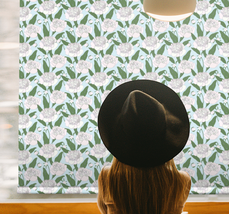 Store enrouleur fleurs et plantes motif pivoine blanche - TenStickers