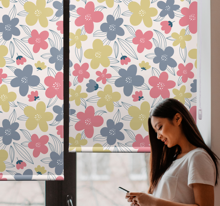 Store enrouleur fleurs et plantes motifs botaniques vibrants - TenStickers