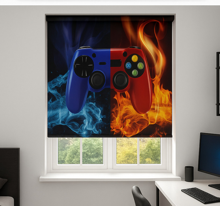 Store enrouleur gamer console de feu et de glace - TenStickers
