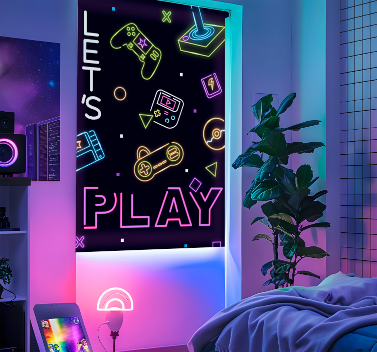 Store enrouleur geek contrôles au néon - TenStickers