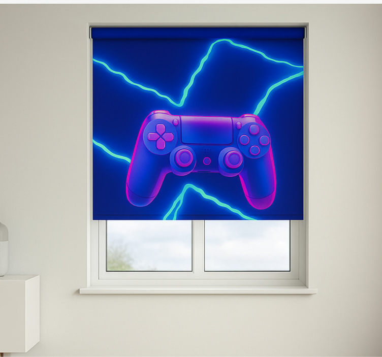 Store enrouleur gamer contrôleur 3d neon x - TenStickers