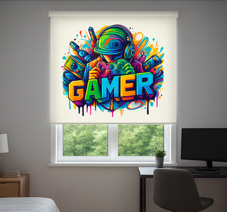 Store enrouleur gamer joueur enfermé - TenStickers