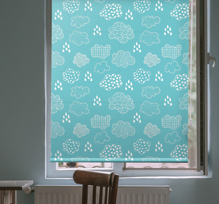 Store enrouleur nuage motif de dessin bleu - TenStickers