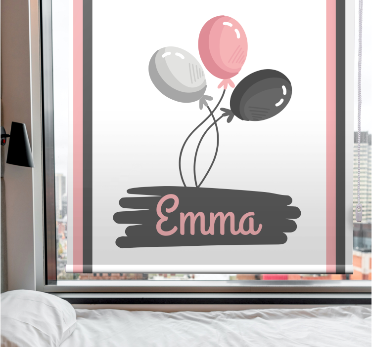 Store enrouleur chambre enfant ballons avec nom - TenStickers