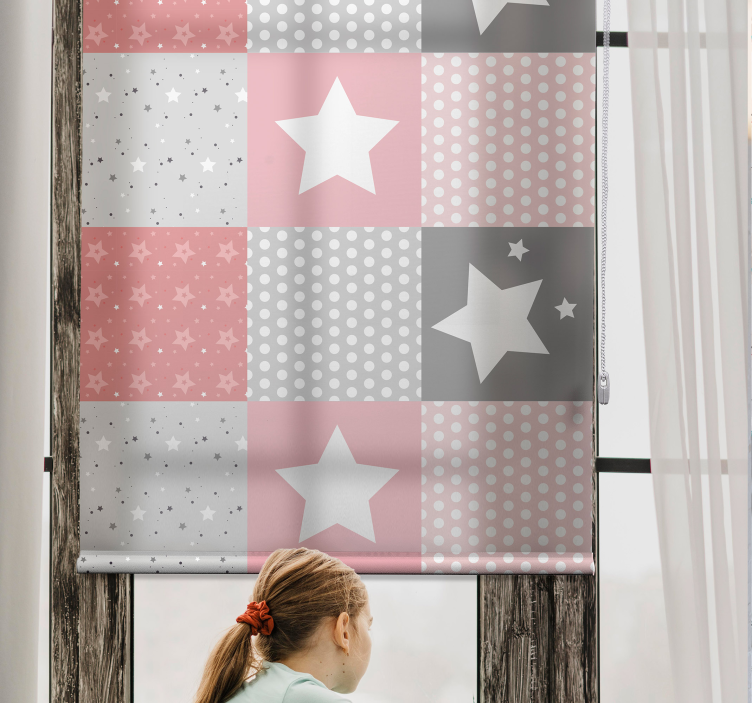 Store enrouleur chambre bébé motif étoile patchwork - TenStickers
