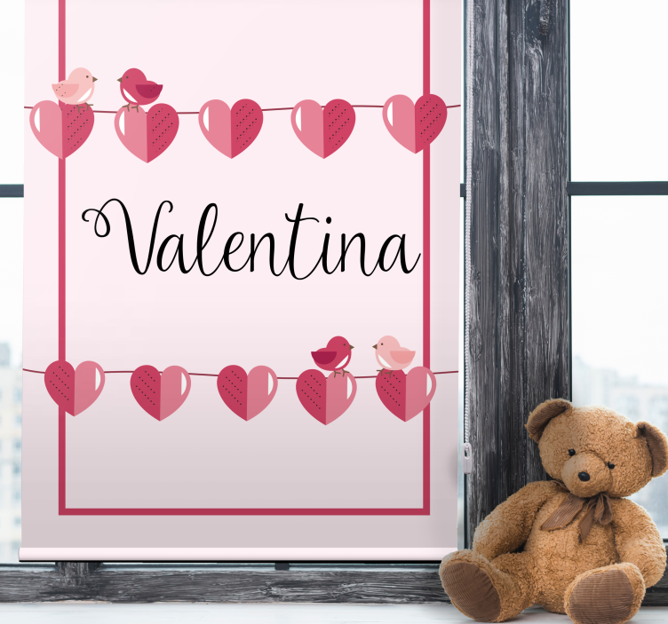 Store enrouleur chambre ado amour coeurs et nom - TenStickers