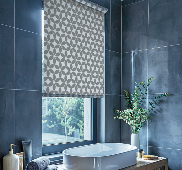 Store enrouleur salle de bain motif gris et blanc - TenStickers