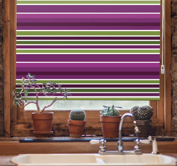 Store enrouleur salle de bain motif violet et vert - TenStickers