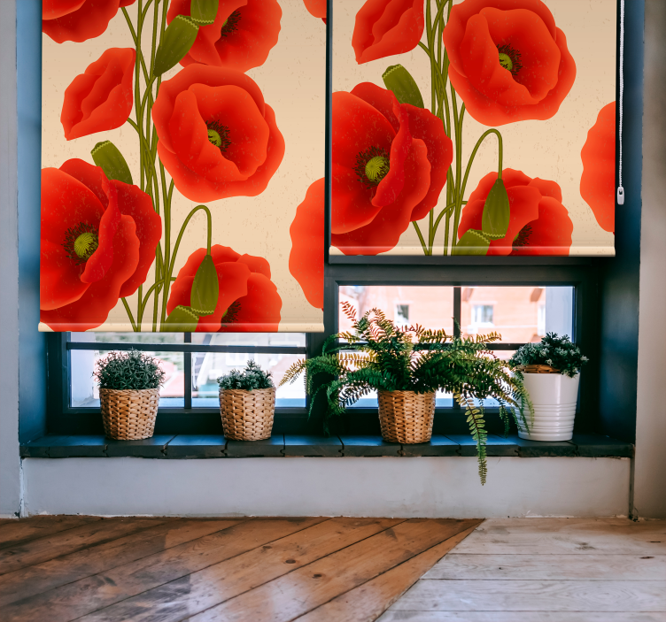 Store fleurs et plantes motif coquelicots rouges - TenStickers