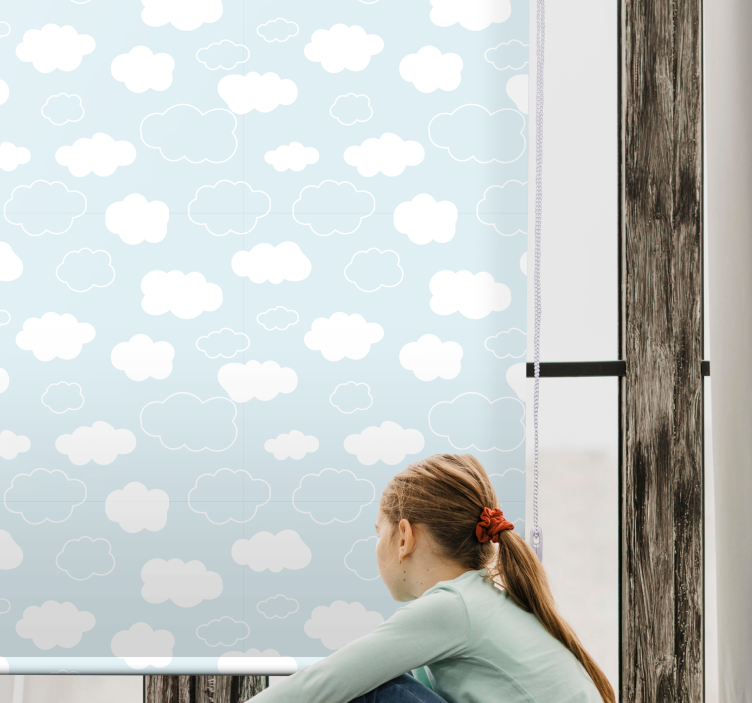 Stores nuages Style de dessin blanc et bleu clair - TenStickers