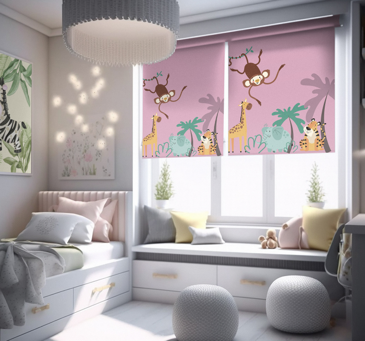 Stores style boho avec animaux de jungle - TenStickers