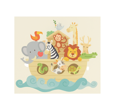 Store enrouleur chambre enfant design arche de noé - TenStickers