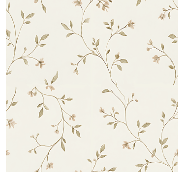 Store enrouleur salon fond blanc avec des fleurs - TenStickers