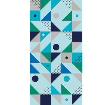 Store enrouleur salle à manger patchwork bleu - TenStickers