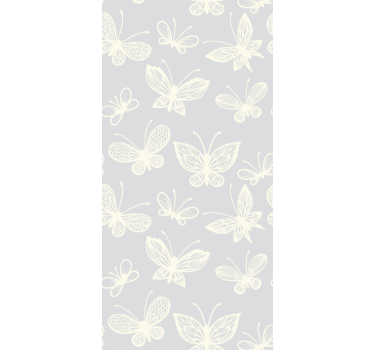 Store enrouleur chambre enfant motif papillons gris et blanc - TenStickers