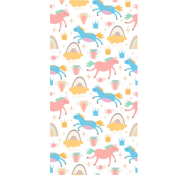 Store enrouleur chambre enfant licornes et arcs-en-ciel - TenStickers
