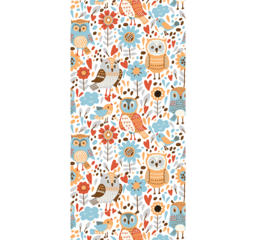 Store enrouleur chambre enfant hiboux colorés fleurs - TenStickers