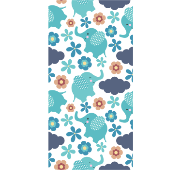 Store enrouleur chambre enfant éléphants et fleurs - TenStickers