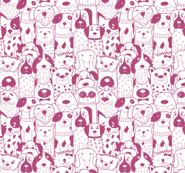 Store enrouleur chambre enfant dessin de chiens roses - TenStickers
