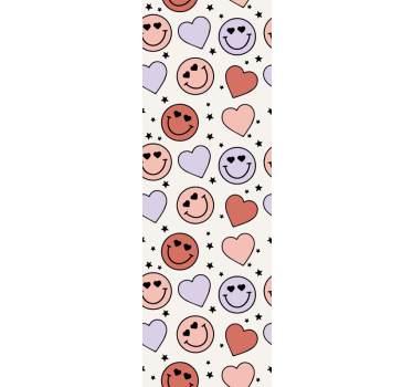 Store enrouleur chambre ado visages souriants et cœurs - TenStickers