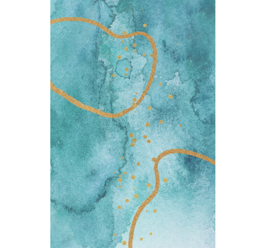 Store enrouleur salon abstrait aquamarine et or - TenStickers