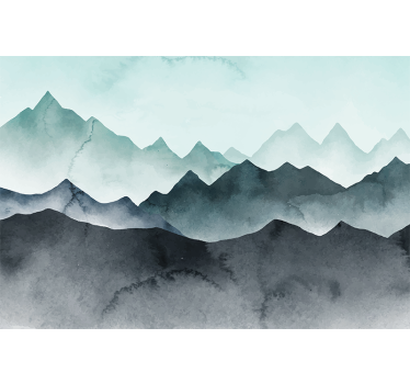 Store enrouleur salon montagnes bleues peintes - TenStickers