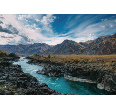 Store enrouleur salon rivière dans les andes - TenStickers