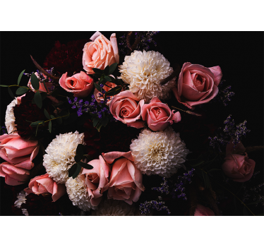 Store enrouleur salon bouquet de roses roses luxueux - TenStickers