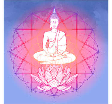 Store enrouleur salon mandala bouddha en méditation - TenStickers