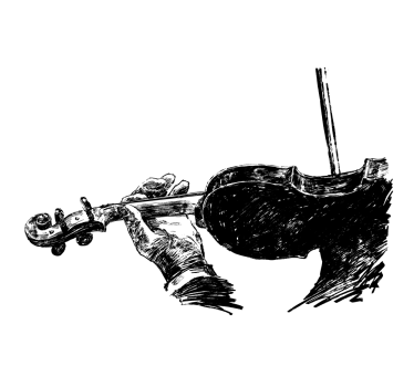 Store enrouleur salon musicien violon dessiné à la main - TenStickers