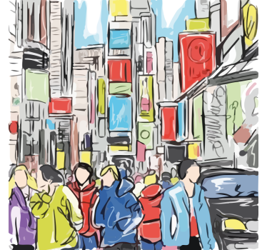 Store enrouleur salon personnes modernes de new york - TenStickers