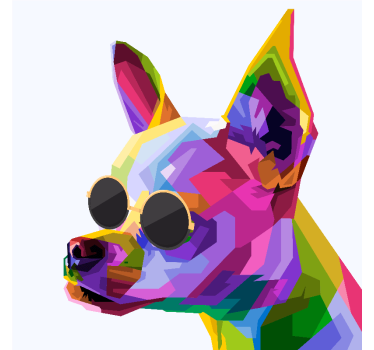Store enrouleur salon chihuahua multicolore avec lunettes - TenStickers