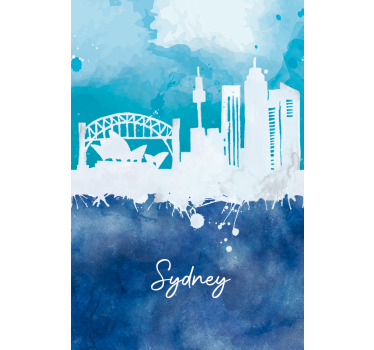 Store enrouleur salon paysage aquarelle sydney - TenStickers
